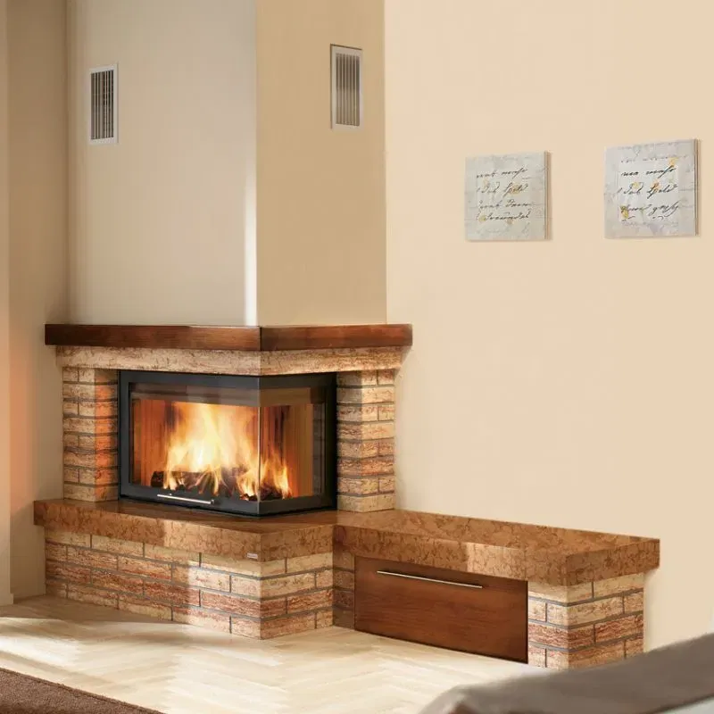RUSTIC cladding with BENCH for fireplace CM P05 Montegrappa RUSTIC cladding with BENCH for fireplace CM P05 Montegrappa