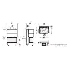 Caminetto a legna trifacciale Montegrappa TECH 3 92x49 13 kW