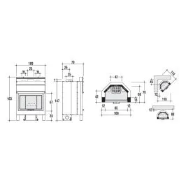 Frontal fireplace Montegrappa CM P05 92x55.5 11 kW