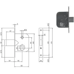 ISEO 600 450 mortise lock for gates