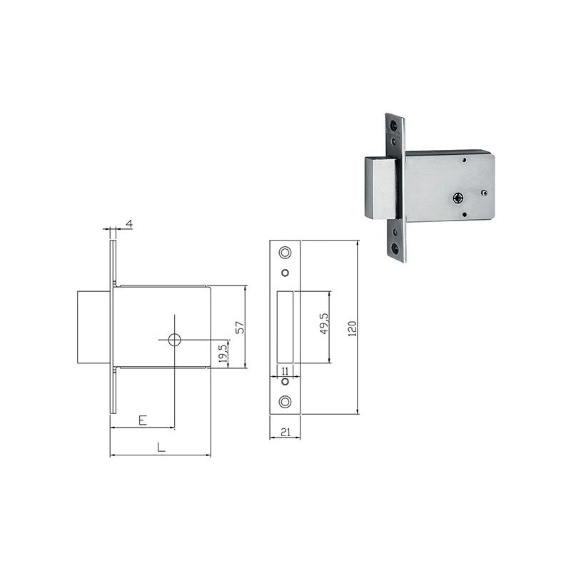 Band mortice lock FIAM-ISEO 15010040 pin key