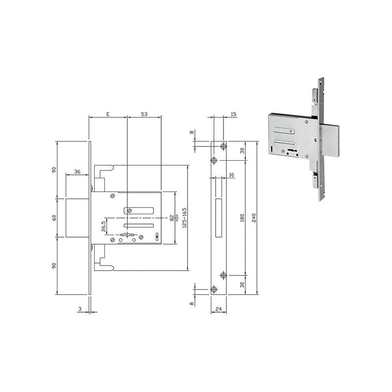 ISEO 663604N triple bit railing lock