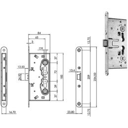 Mortise lock for ISEO PANIC EXIT 214110654