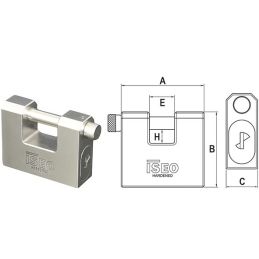 Rectangular padlock in monobloc steel ISEO CLARUS