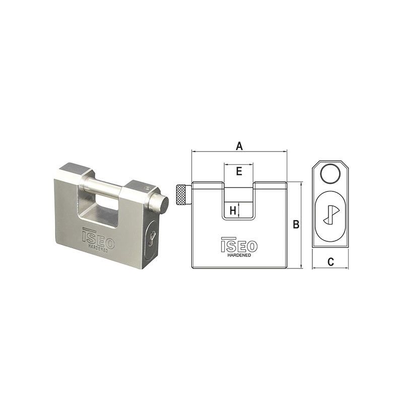 Rectangular padlock in monobloc steel ISEO CLARUS