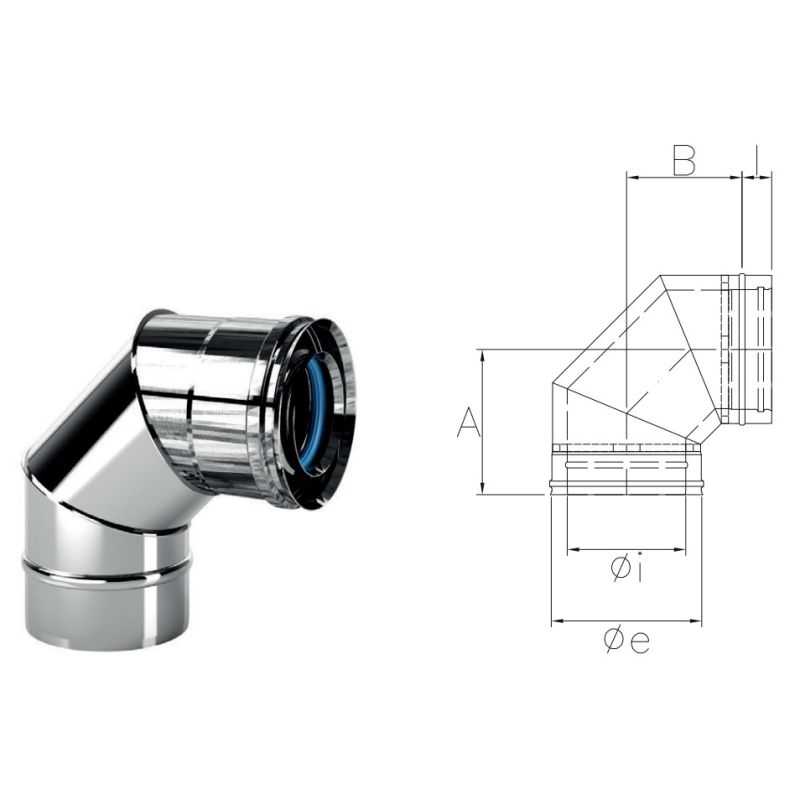 90 ° bend CXC9 COAXIAL Inox Coaxial flue