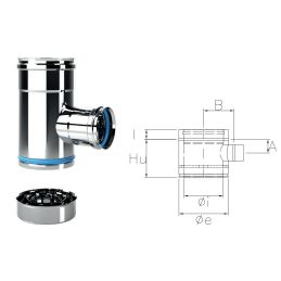 Reduced 90 ° T fitting Ø80 with cap CXTRT COAXIAL Inox Coaxial