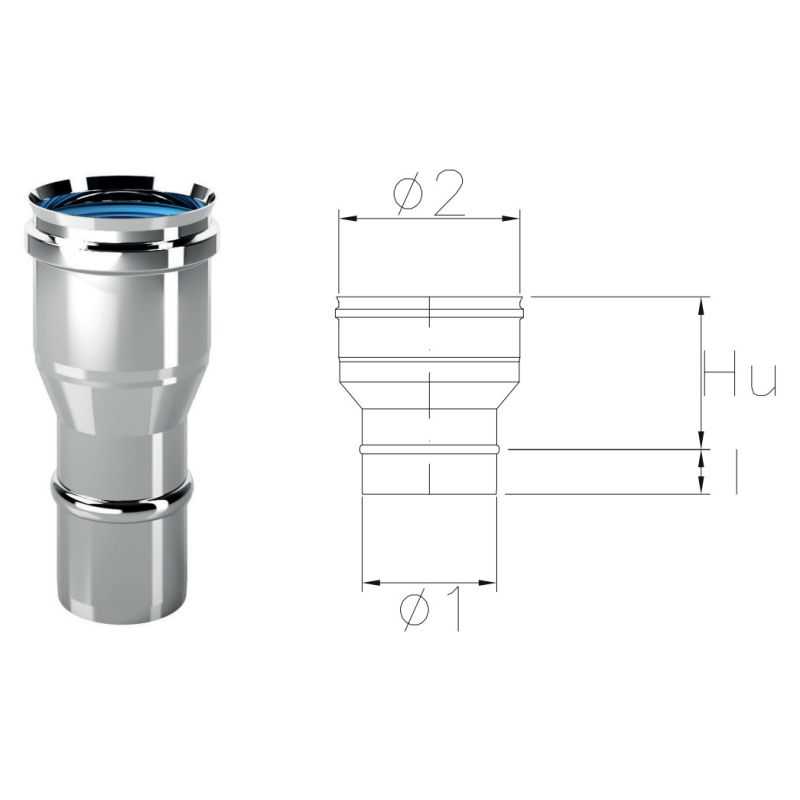 Combustion air intake increase fitting CXAS COAXIAL Inox