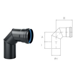 Curva a 90° NVC9 VIDUE Acciaio HT01 Nero opaco per stufe pellet