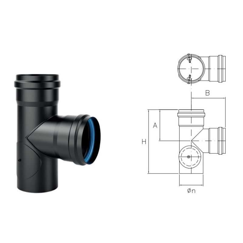 Raccordo a T 90° con ispezione NVT9FI VIDUE Acciaio HT01 Nero