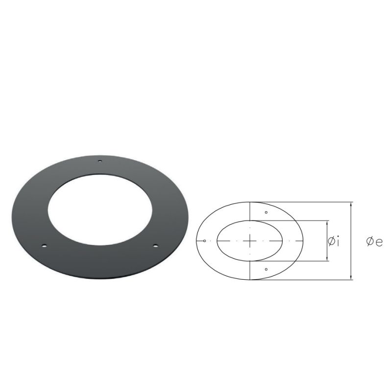 45° elliptical hole cover NVRS45E VIDUE Steel HT01 Matt black