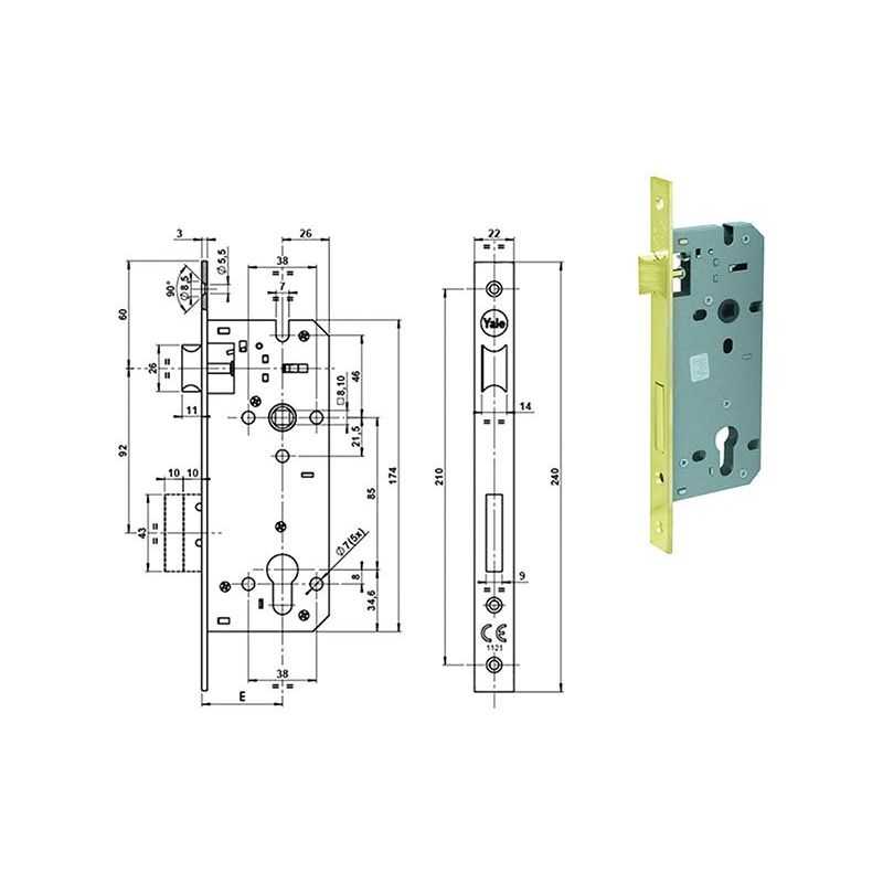 Serratura YALE 52X infilare per porte in legno predisposto