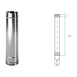 Tubo da 1 metro IAT1 ISOAIR INOX Canna fumaria doppia parete