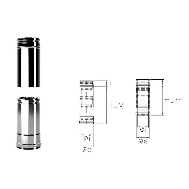 Tubo telescopico IAET ISOAIR INOX Canna fumaria doppia parete