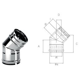 Curva 45° IAC4 ISOAIR INOX Canna fumaria doppia parete