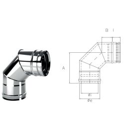 Curva 90° IAC9 ISOAIR INOX Canna fumaria doppia parete