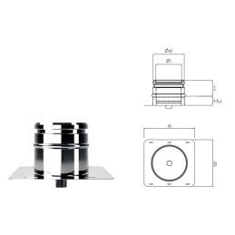 Base plate with central outlet IAPPC ISOAIR INOX Double wall