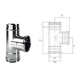 Raccordo a T 90° IAT9 ISOAIR INOX Canna fumaria doppia parete