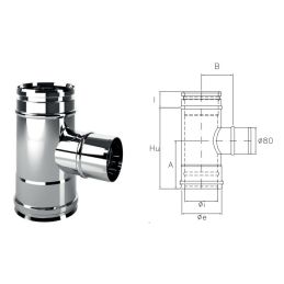 Reduced mono 90° tee Ø80mm IATR ISOAIR INOX Double wall flue