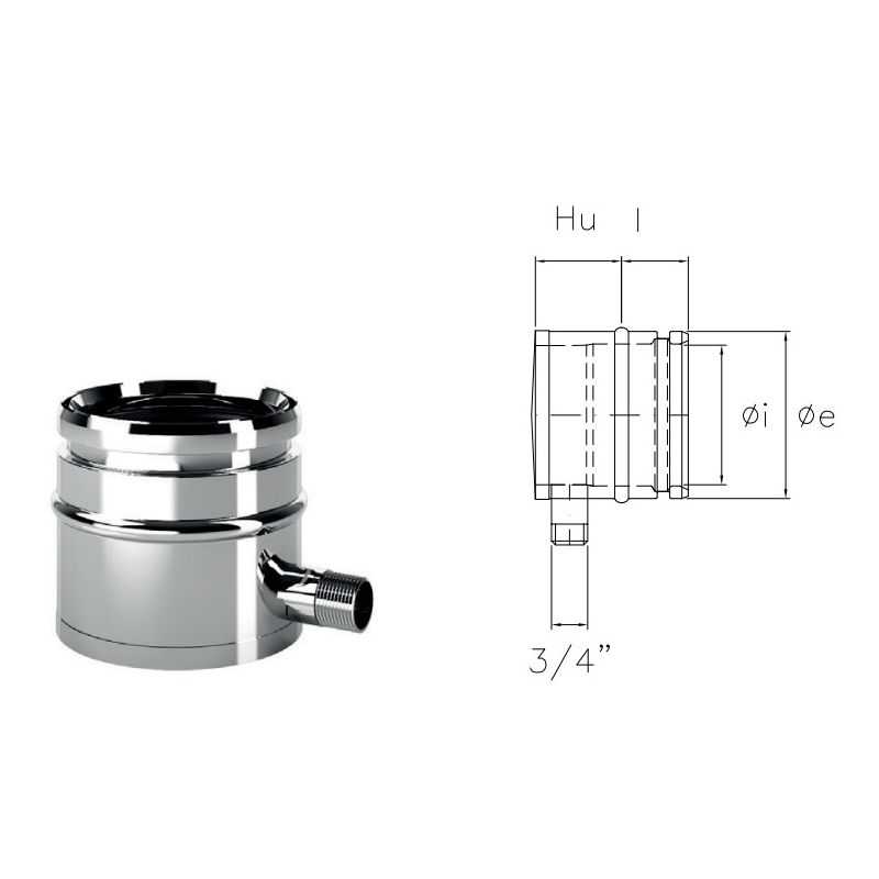 Tappo scarico condensa laterale IATL ISOAIR INOX Canna fumaria