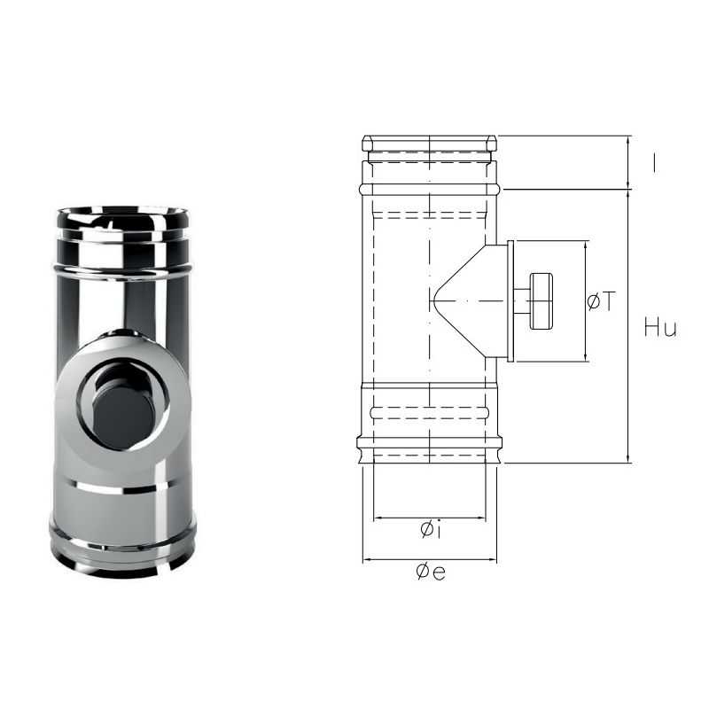 Modulo di ispezione IAIT ISOAIR INOX Canna fumaria doppia parete