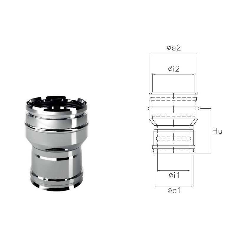 IARCDA ISOAIR STAINLESS STEEL surcharge fitting Double wall flue