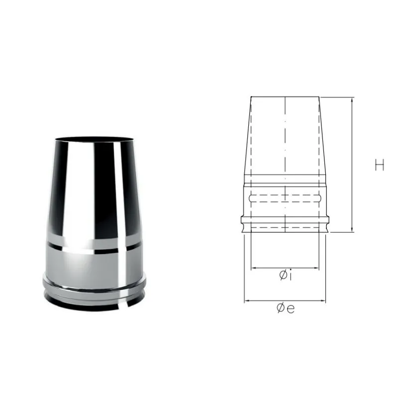 Cappello tronco-conico IATO ISOAIR INOX Canna fumaria doppia Cappello tronco-conico IATO ISOAIR INOX Canna fumaria doppia