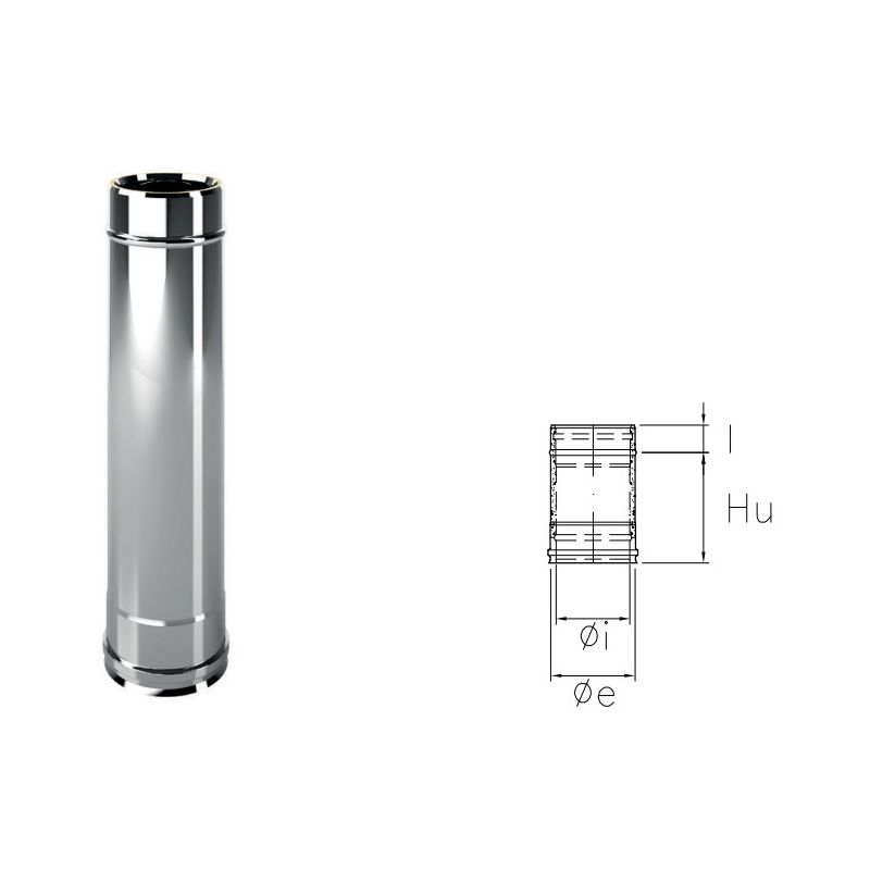 Tubo da 0,25 metro I1T2 ISO10 INOX Canna fumaria doppia parete