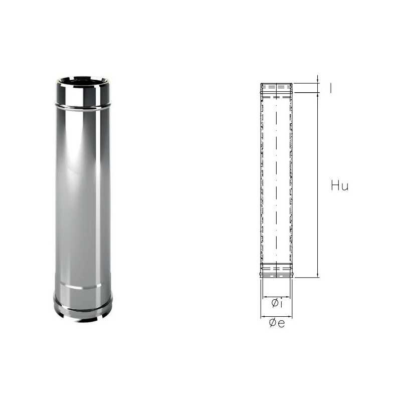 Tubo da 1 metro I1T1 ISO10 INOX Canna fumaria doppia parete