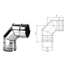 Curva 90° I1C9 ISO10 INOX Canna fumaria doppia parete