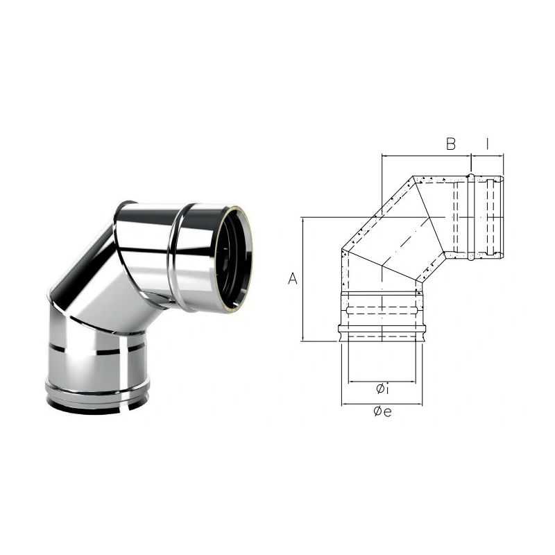 90° bend I1C9 ISO10 INOX Double wall flue