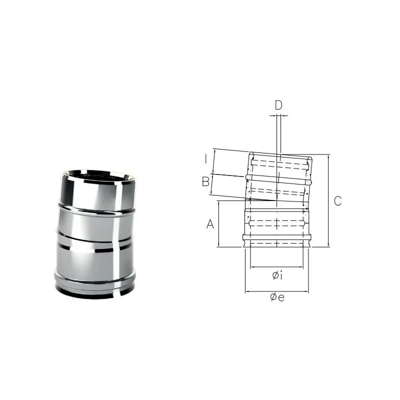 5° bend I1C05 ISO10 INOX Double wall flue 5° bend I1C05 ISO10 INOX Double wall flue