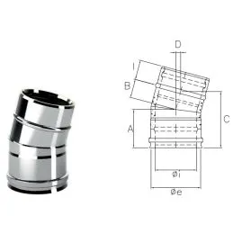 15° bend I1C15 ISO10 INOX Double wall flue