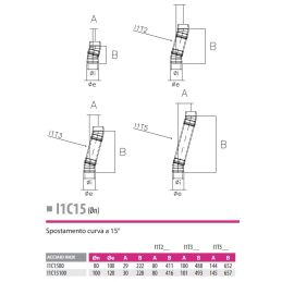 15° bend I1C15 ISO10 INOX Double wall flue