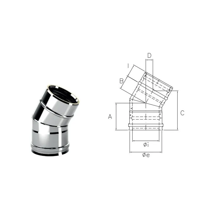30° bend I1C3 ISO10 INOX Double wall flue 30° bend I1C3 ISO10 INOX Double wall flue