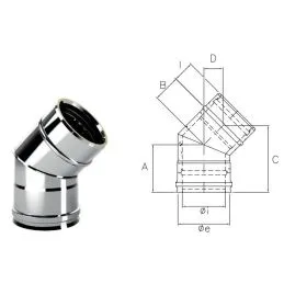 45° bend I1C4 ISO10 INOX Double wall flue