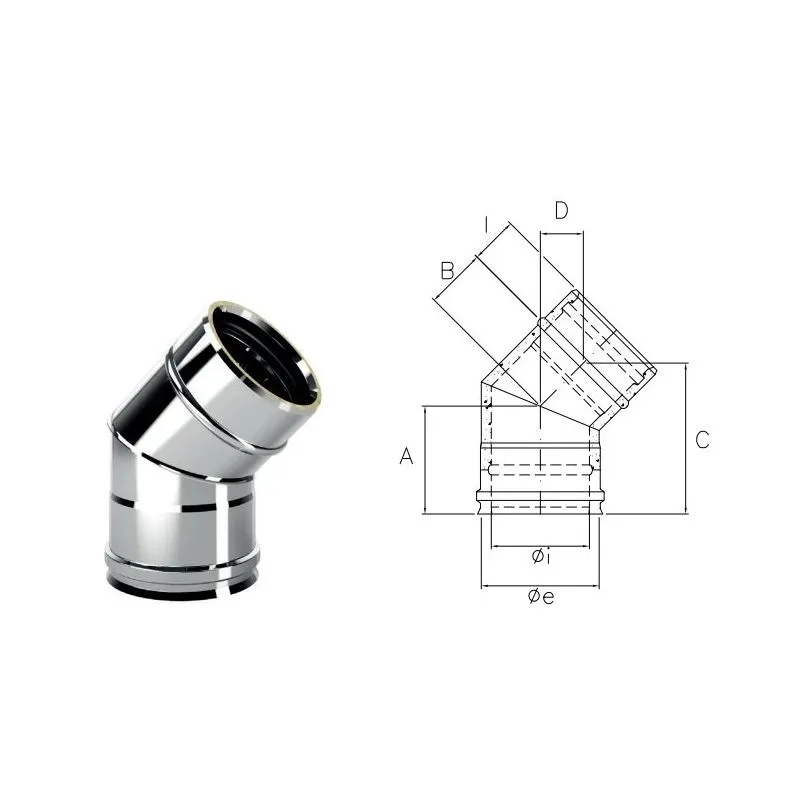 45° bend I1C4 ISO10 INOX Double wall flue 45° bend I1C4 ISO10 INOX Double wall flue