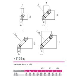 45° bend I1C4 ISO10 INOX Double wall flue