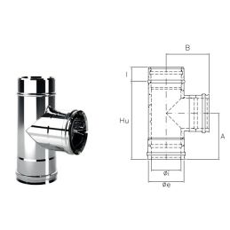 90° Tee fitting I1T9 ISO10 INOX Double wall flue