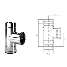 90° Tee fitting I1T9 ISO10 INOX Double wall flue