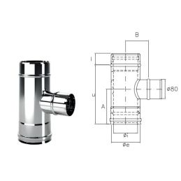 Raccordo a T 90° ridotto mono Ø80mm I1TR ISO10 INOX Canna