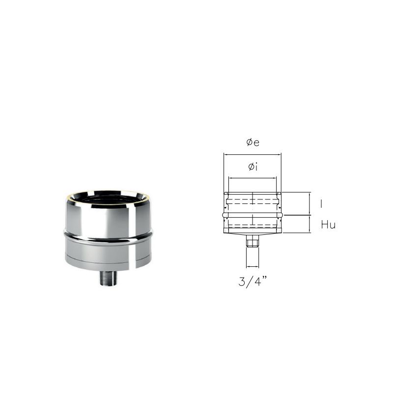 Condensate drain plug I1TS ISO10 INOX Double wall flue