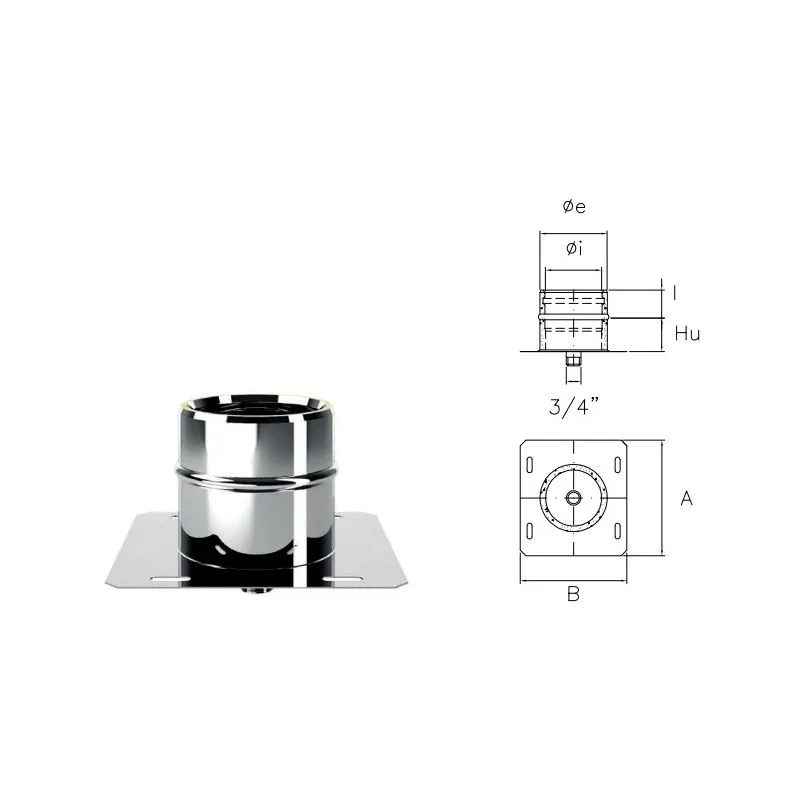 Piastra base con scarico centrale I1PPC ISO10 INOX Canna Piastra base con scarico centrale I1PPC ISO10 INOX Canna