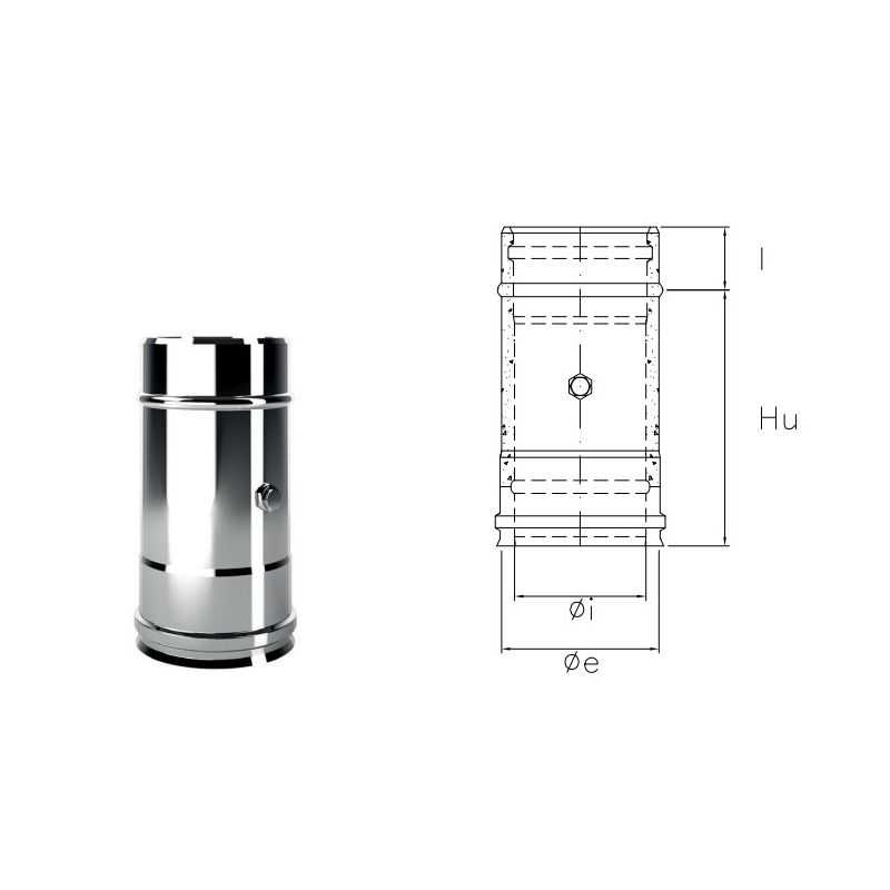 Fume probe insertion module I1PF ISO10 INOX Double wall flue