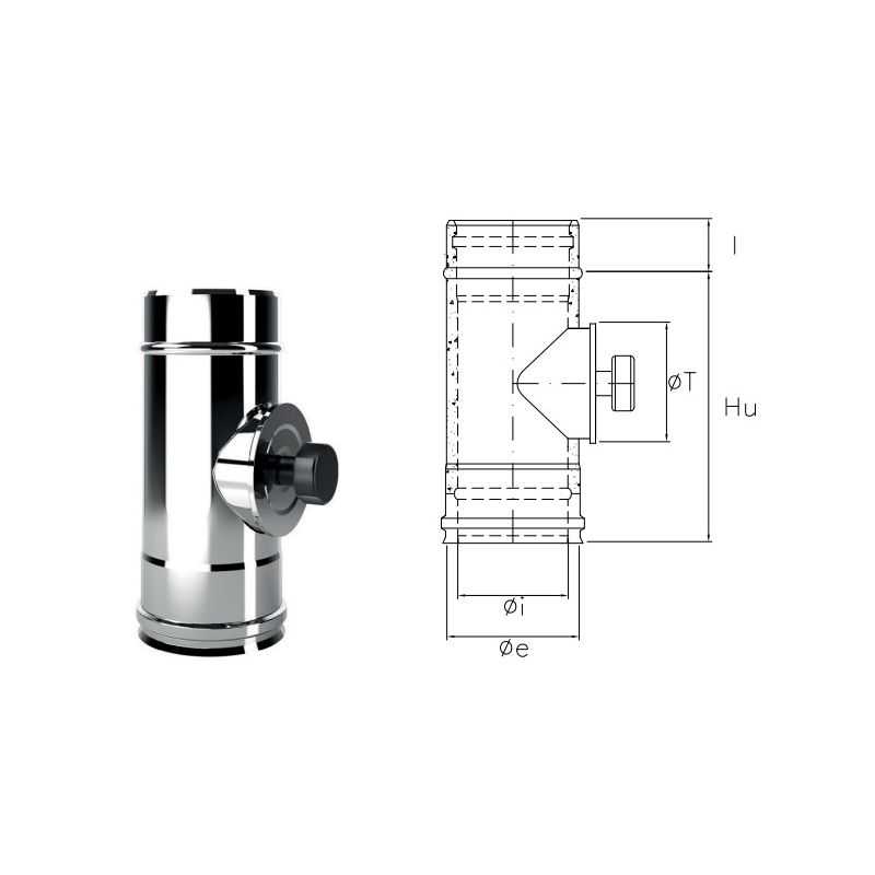 Modulo di ispezione I1IT ISO10 INOX Canna fumaria doppia parete