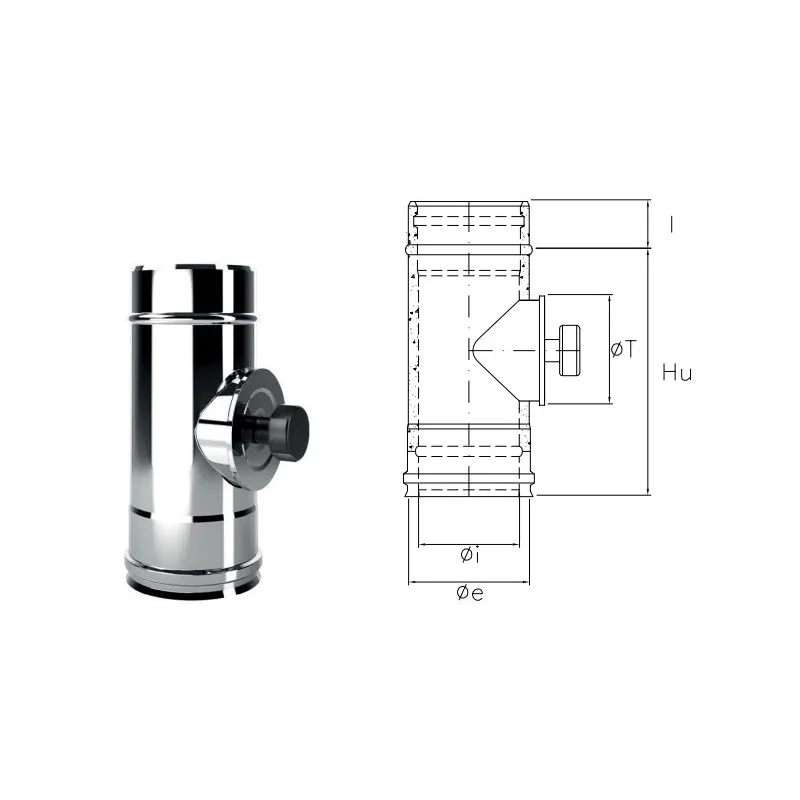 Modulo di ispezione I1IT ISO10 INOX Canna fumaria doppia parete