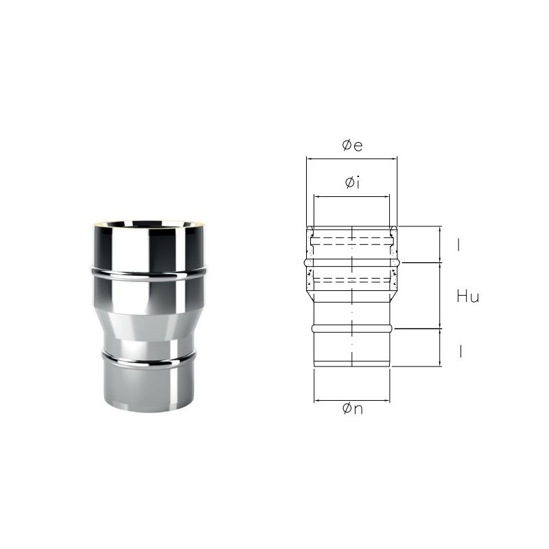 Giunzione mono-doppia I1RCI ISO10 INOX Canna fumaria doppia