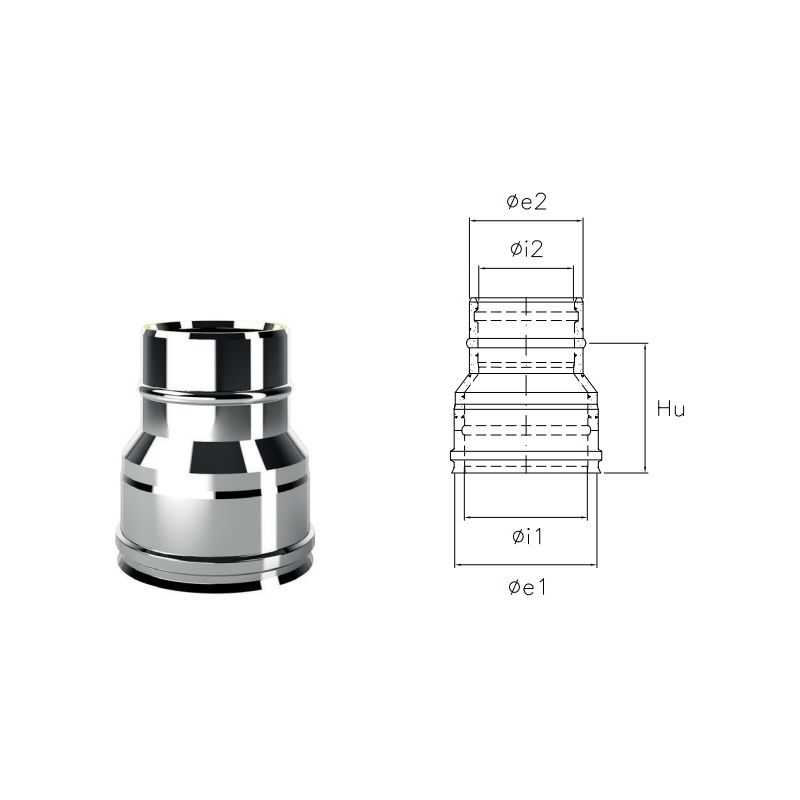 Raccordo riduzione I1RCDR ISO10 INOX Canna fumaria doppia parete