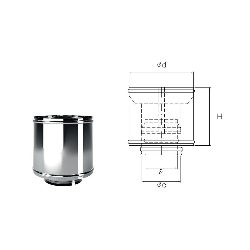 Cappello antivento I1AR ISO10 INOX Canna fumaria doppia parete