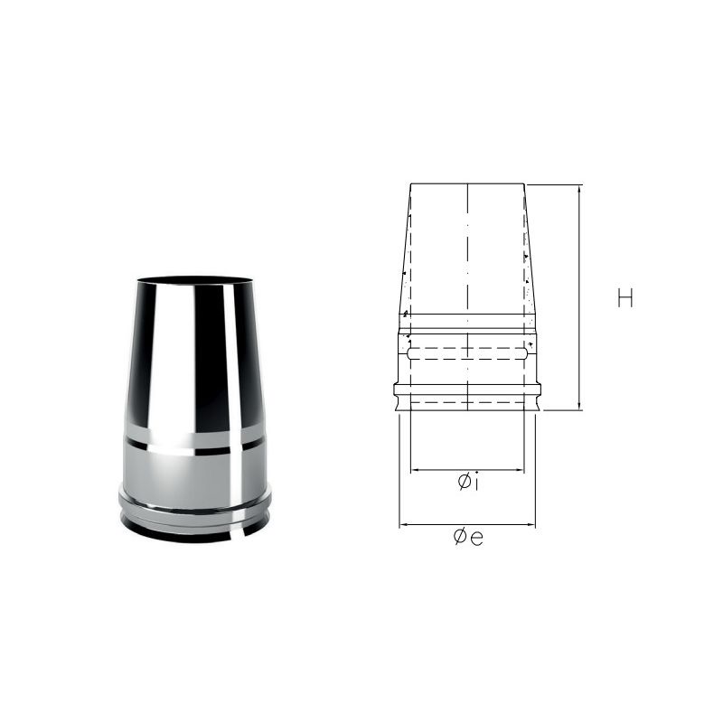 Truncated cone cap I1TO ISO10 INOX Double wall flue